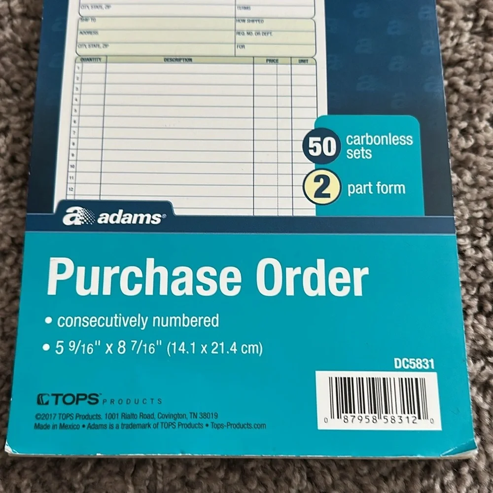 Adams Purchase Order Book - Blue and White
